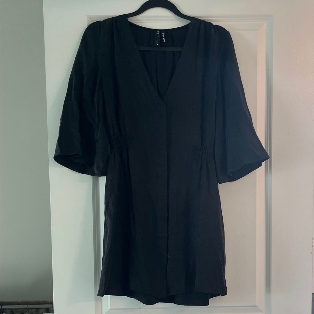Zara Black V-Neck Short Sleeve Tunic